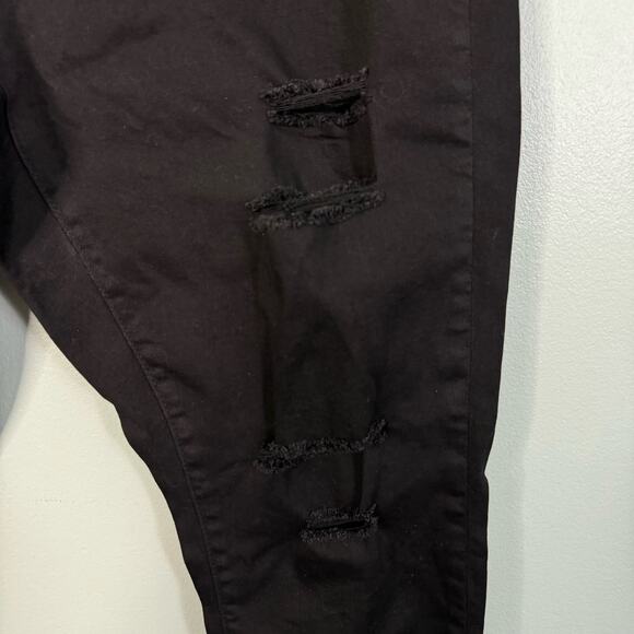 WAX JEAN Denim Womens 18 Jeans Slash Distressed Skinny High Rise Ankle Black - Picture 5 of 7